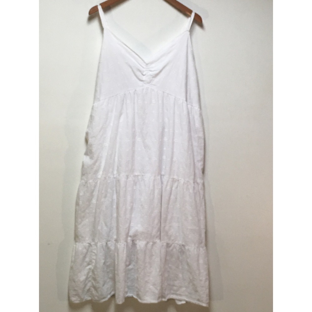 Ophelia Roe Eyelet Midi Dress Womens 3X White Embroidered Tiered Cotton Bohemian